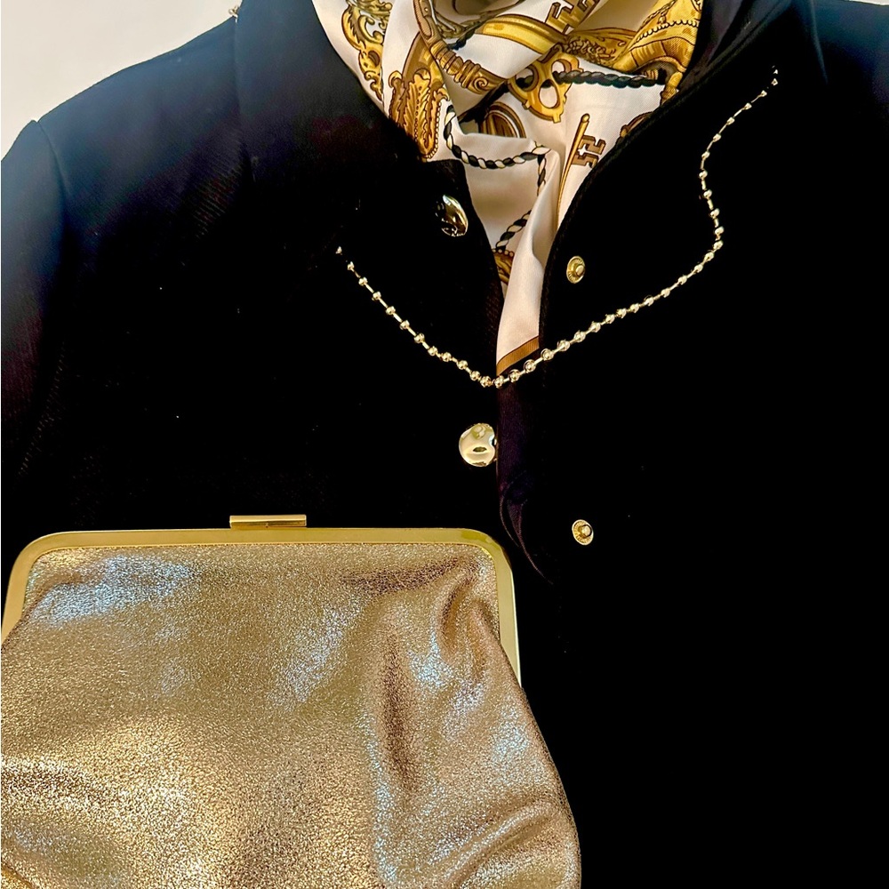 J Crew gold leather evening bag . NWOT - Picture 8 of 8